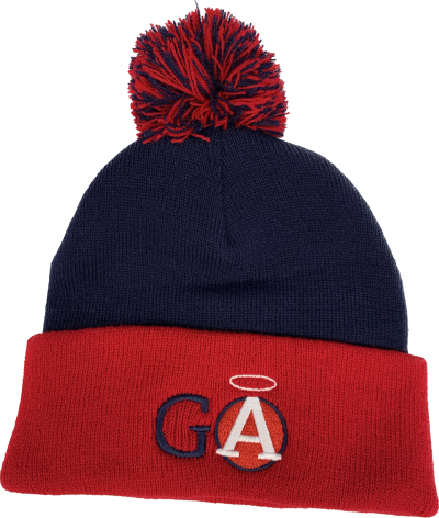 GA Red & Navy PomPom Beanie